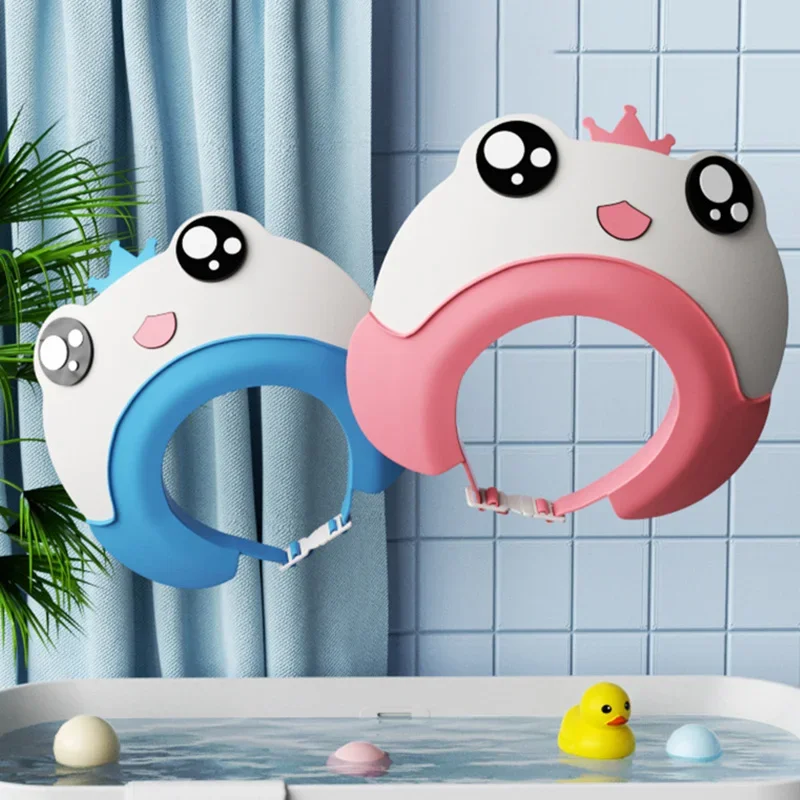 Gorro de champú para bebé, protector para el cabello infantil de dibujos animados, protección impermeable para los oídos, gorro de baño para niños, gorros de ducha ajustables para niños