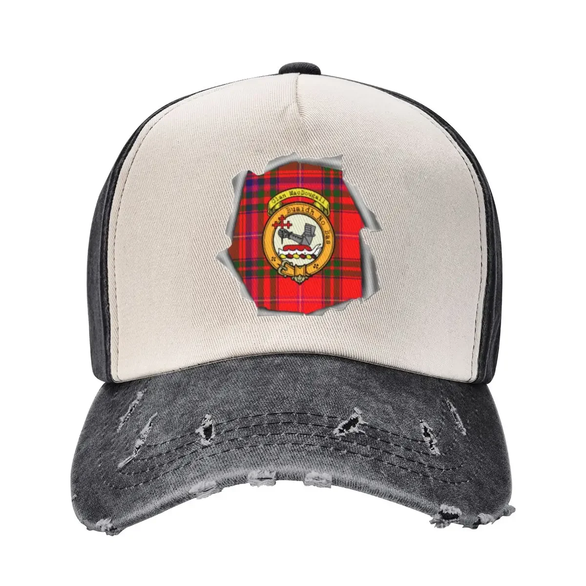 

MacDougall Clan Scottish Surname crest and Tartan Baseball Cap Golf Visor Snap Back Hat Mens Tennis Women's