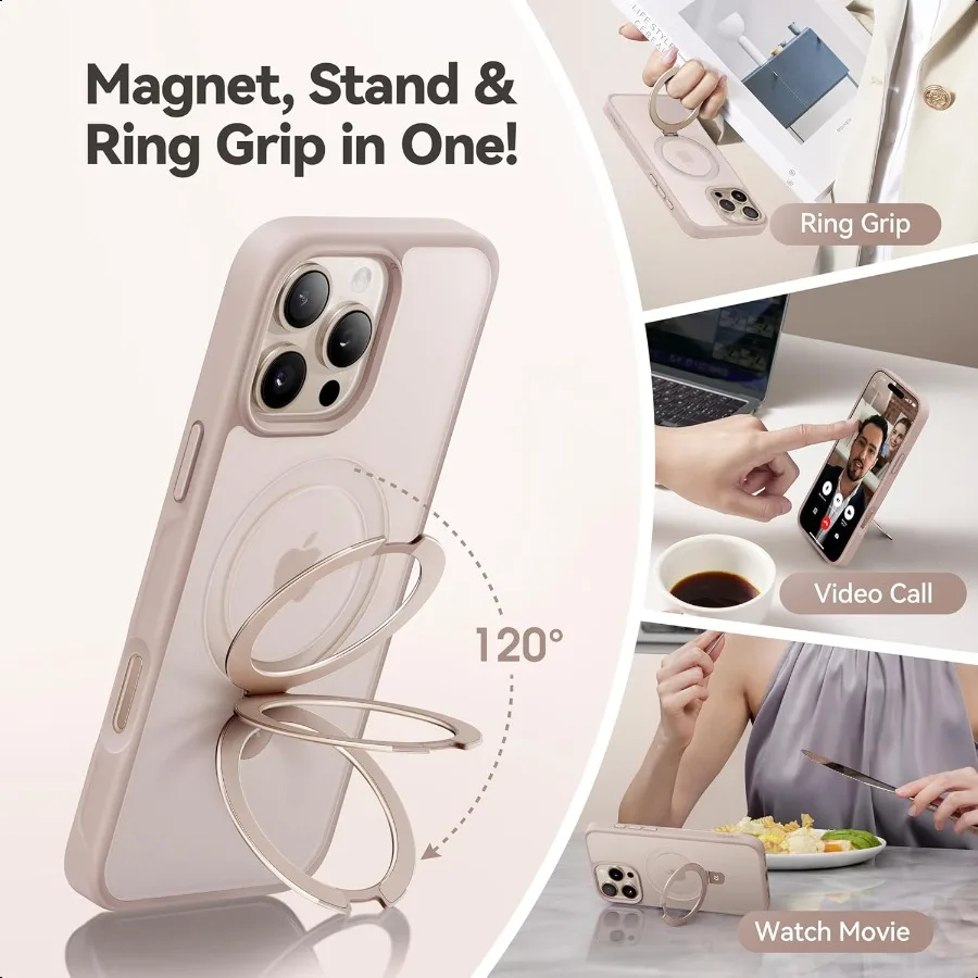 مصممة لحافظة iPhone 16 Pro مع حامل مغناطيسي غير مرئي [حماية من السقوط العسكري] [متوافق مع MagSafe] مقاوم للصدمات