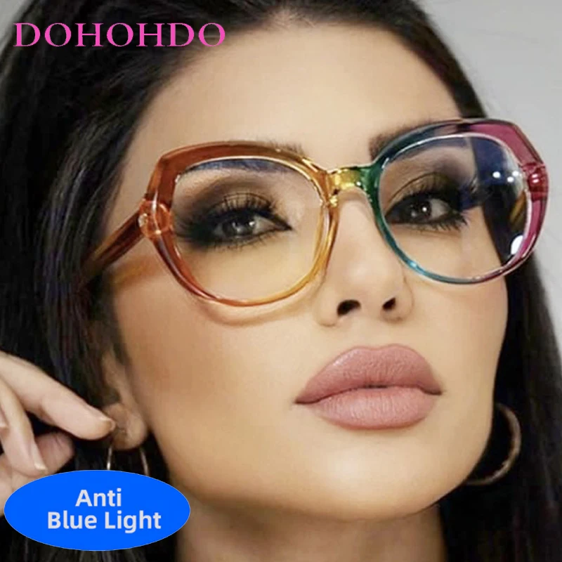 

Fashion Y2K Colour Oversized Polygon Optical Women's Eyeglasses Luxury Brand Designer Anti-Blue Light Eyewear For Computer Games