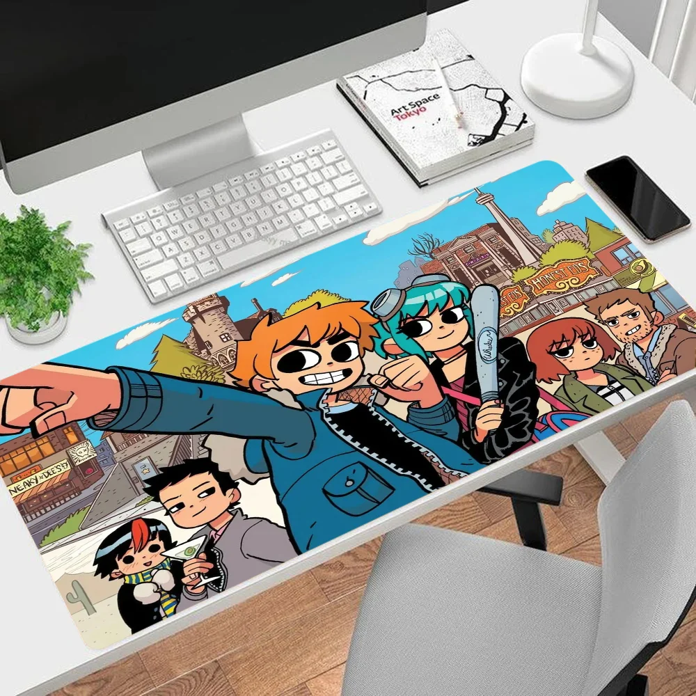 Imagem -02 - Grande Cartoon Anime Gaming Mouse Pad Scott Pilgrim Tira Mousepad Tapetes de Teclado Tapete de Mesa Acessórios Ins Maré