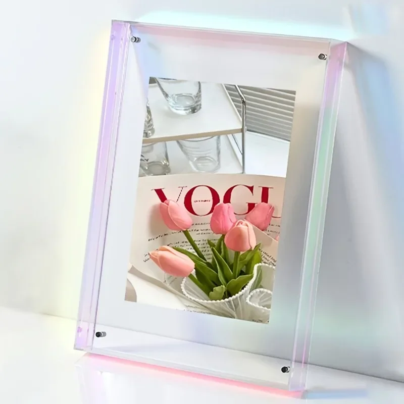 16x21cm Vibrant Acrylic Floating Frame Modern Rectangle Gradient Color for Wall Decor Home Office Desk Display Vibrant Wall Arts