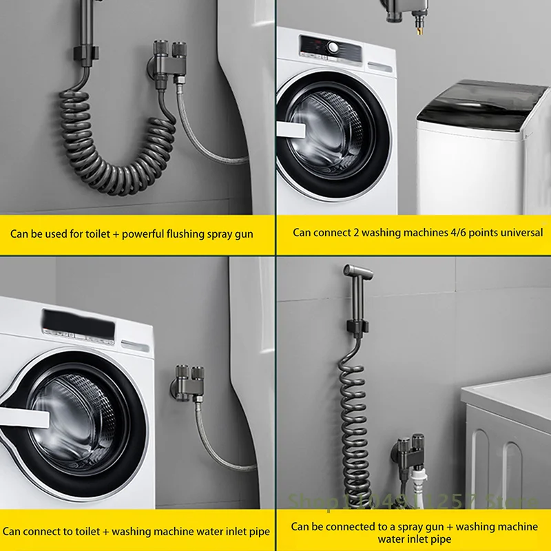 1 Set Special Buckle Water Nozzle Joint Drum Automatic 4 Points All-copper Washing Machine Faucet Automatic Water Stop Valve