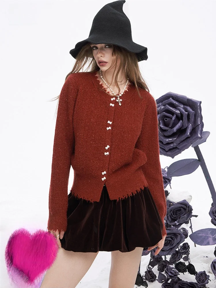 

Свитер Sweet Heart Knot из мягкого шелка, женский, зимний, в стиле «ленивый шик», с эффектом «эльфийской феи», круглый вырез, длинный...