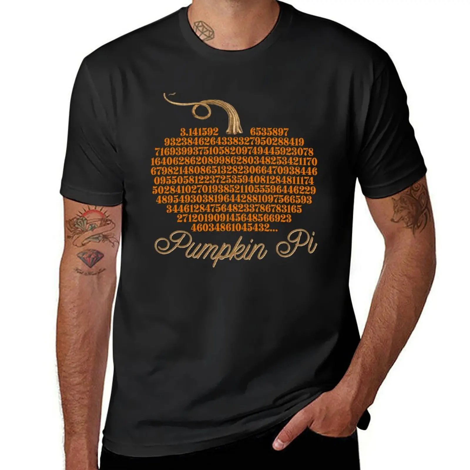 Pumpkin Pi Funny Fall Math Art T-Shirt tops tees Short sleeve tee men