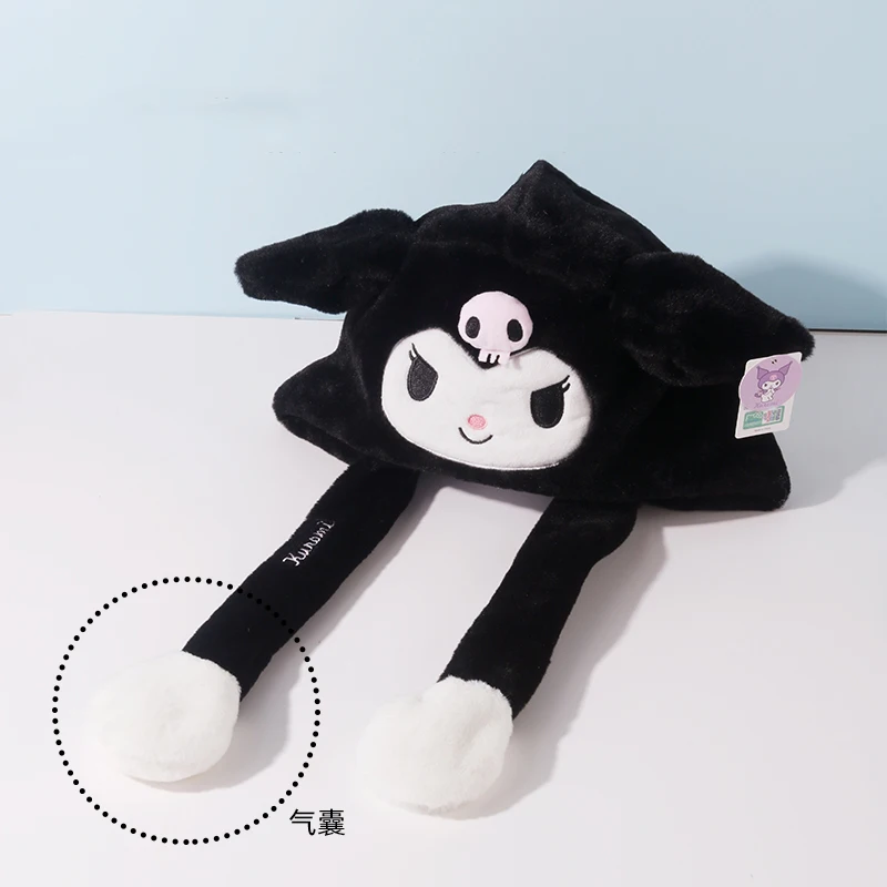 Kawaii Sanrio Plush Accessories Cartoon Kuromi My Melody Cinnamoroll Movable Ear Cap Warm Cute Beauty Hat Toys for Girls Gift