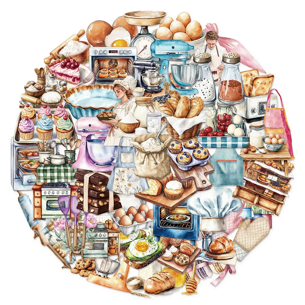 

50 шт., креативные наклейки на тему выпечки, упаковка, водонепроницаемые, прозрачные, для домашних животных, буклет, декоративные водонепроницаемые наклейки для гитары