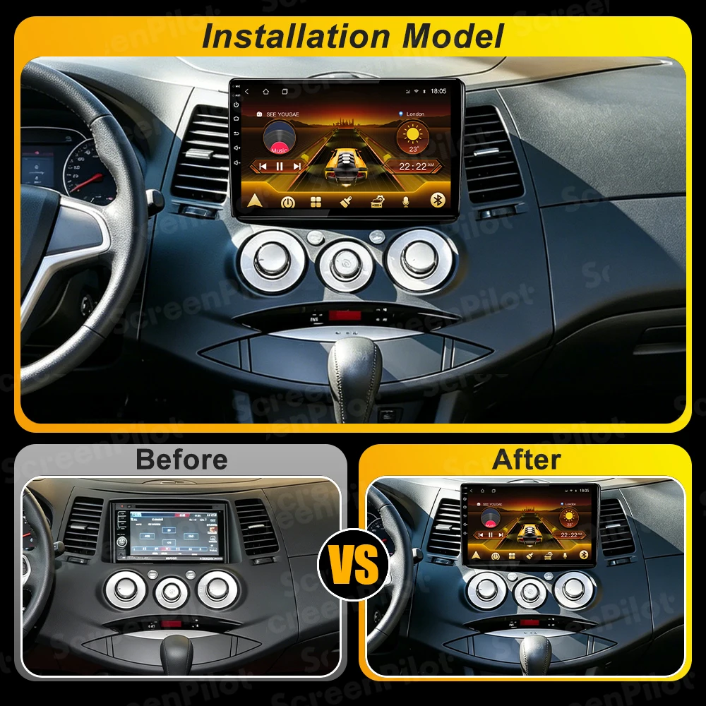 Android 16 For Mitsubishi Grandis 1 2003-2011 Car Radio Stereo Head Unit  Multimedia Video Player GPS Navigation 2K QLED 9 Inch