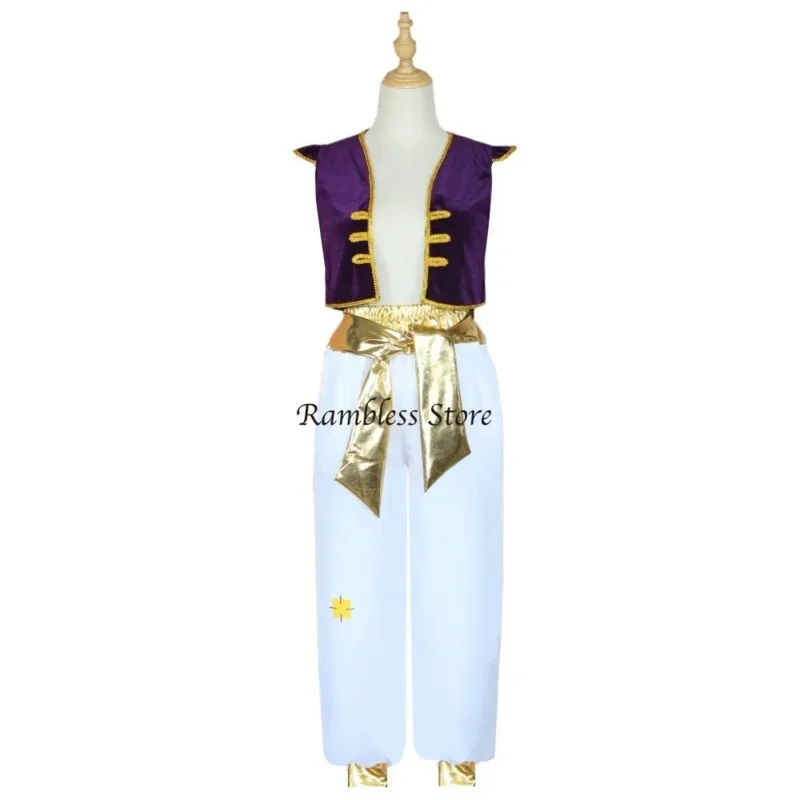 Kids Boys Fancy Arabian Prince Costumes Cap Waistcoat Pants for Halloween Cosplay Fairy Parties Dress Prince Aladdin Cosplay PA6