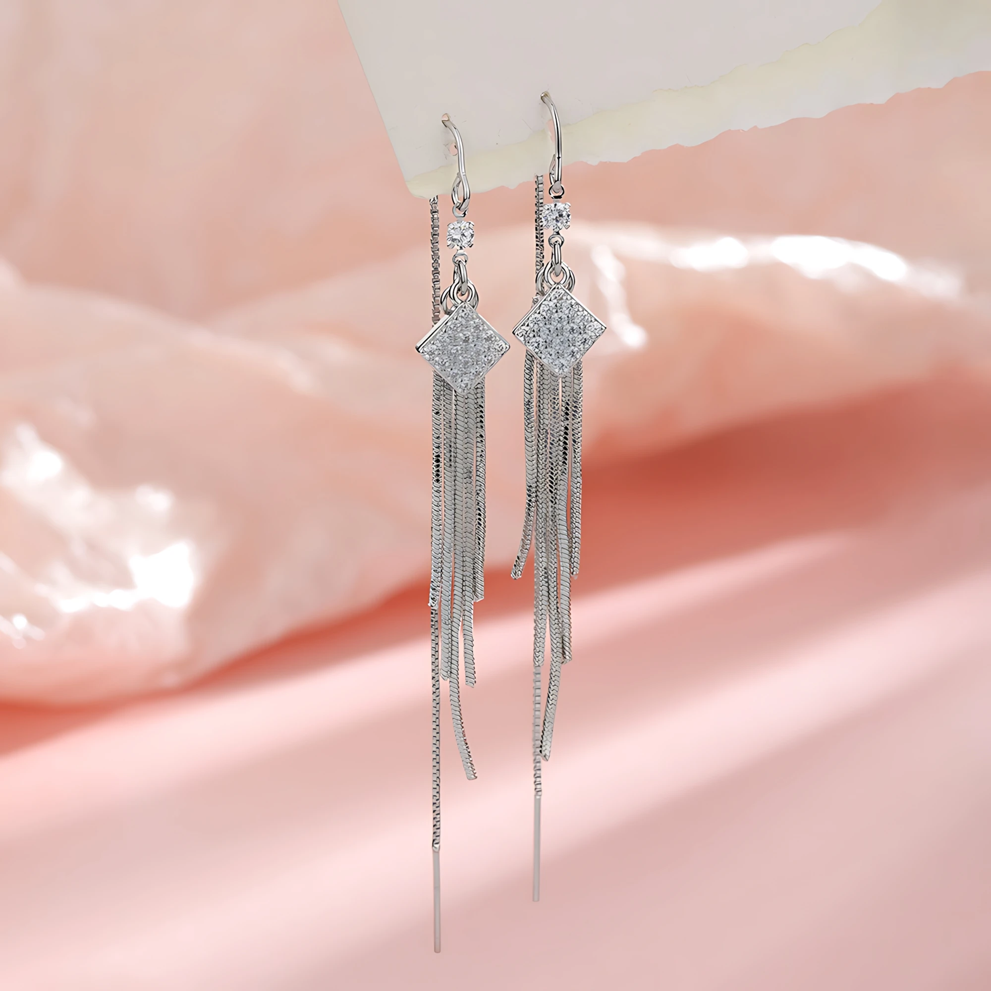 

Sam Panda 925 Sterling Silver Zircon Earrings for Women Ear Wire Fringe Geometry Luxury Temperament Jewelry Gift Dropshipping