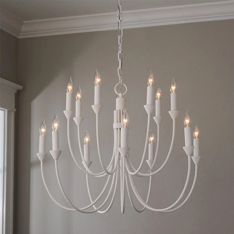 

American minimalist wrought iron chandelier, French retro atmosphere creative designer Internet celebrity dining room living