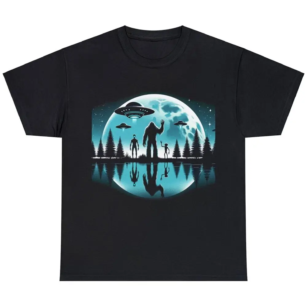 

Funny Alien And Bigfoot Moon T Shirt Anime Graphic T-shirts For Men Clothing Women Tees Y2K Tops Unisex Summer Short Sleeve