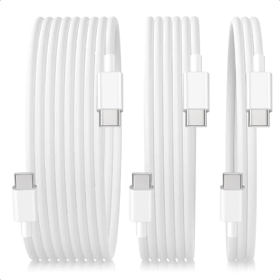 USB C إلى USB C كابل 3 حزمة 3ft 6ft 10ft 60 واط TypeC شاحن USBC شاحن الحبل شحن سريع آيفون 16 15 باد كتاب الهواء غالاكسي