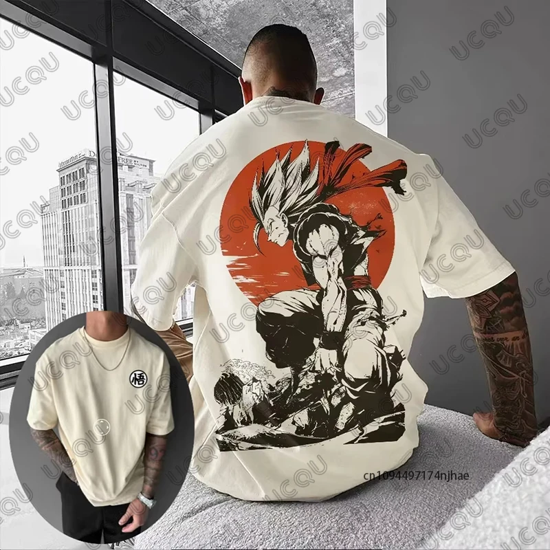 2026 Neues Dragon Ball Anime Son Goku Print Baumwoll-T-Shirt für Herren – Sommer Fitness Retro Street Tees Oversized Kleidung Unisex Oberteile