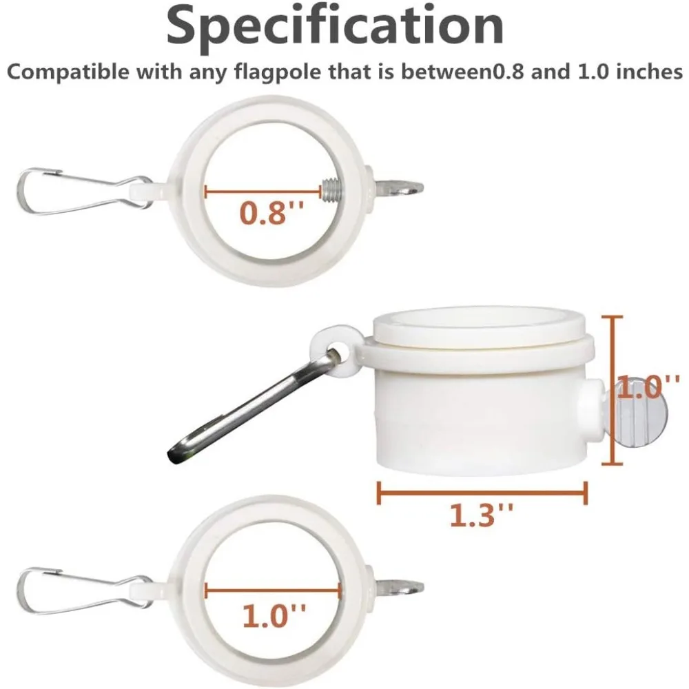 مشبك حلقة تثبيت على عمود العلم خالٍ من التشابك - حلقات تثبيت على أقطاب الفلابول الدوارة مع مشابك معدنية قابلة للتعديل بزاوية 360 درجة