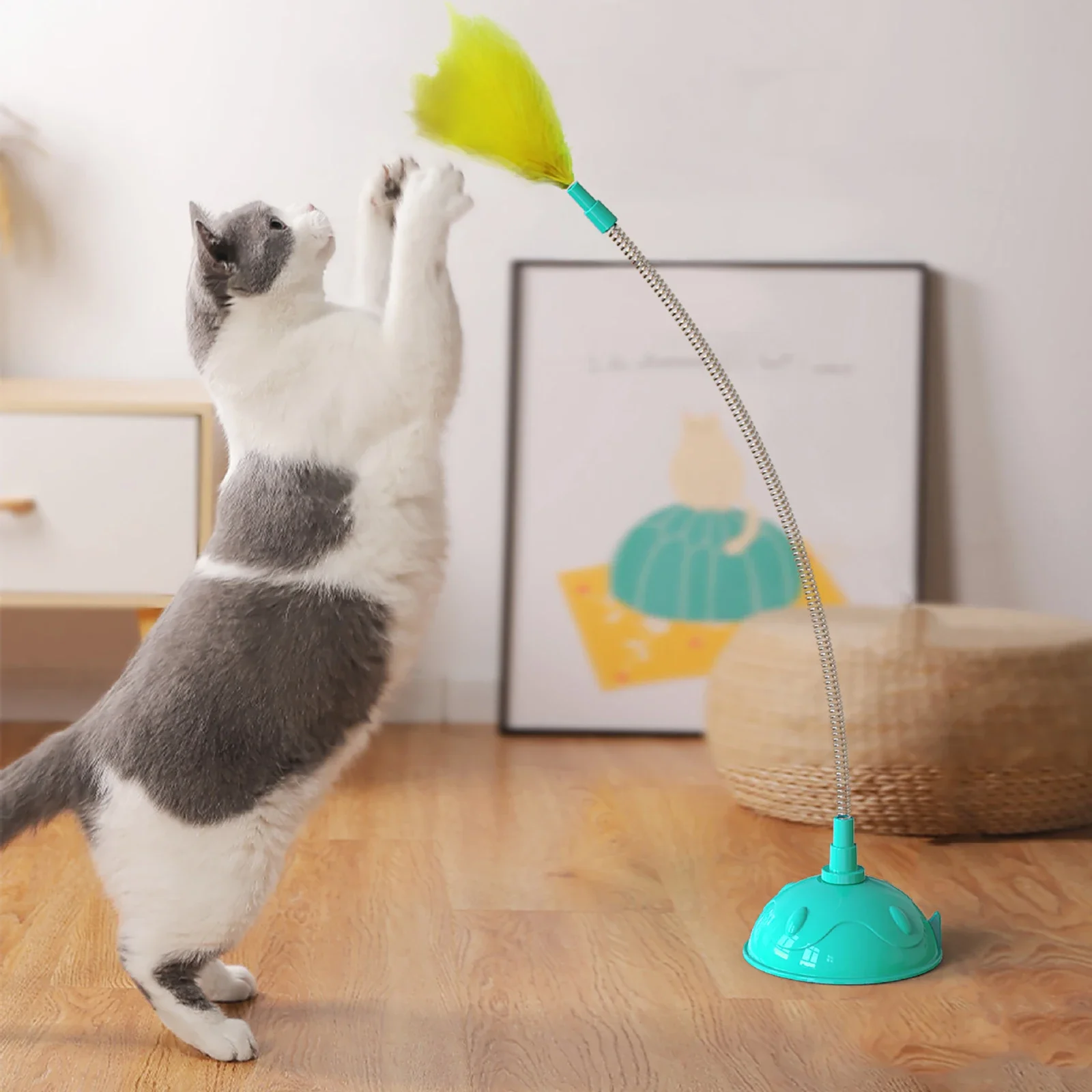 

Cats Toys Feathers Wand Interactive Toy Kitten Toys with Super Suction Cup Cats Toys For Indoor Kitten Play Exercise Wand