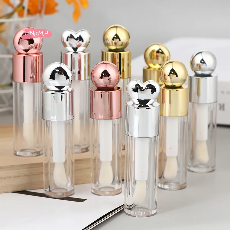 5ml gegalvaniseerde lipglossbuis met grote borstelkop transparant roze goud zilver dikke staaf lege fles voor lippencontainer