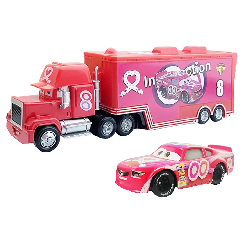 Disney Pixar Cars 2 3 Lightning McQueen Mack Uncle Jackson Storm Car Truck, vehículo fundido a presión, juego de juguetes de Metal, regalo Original