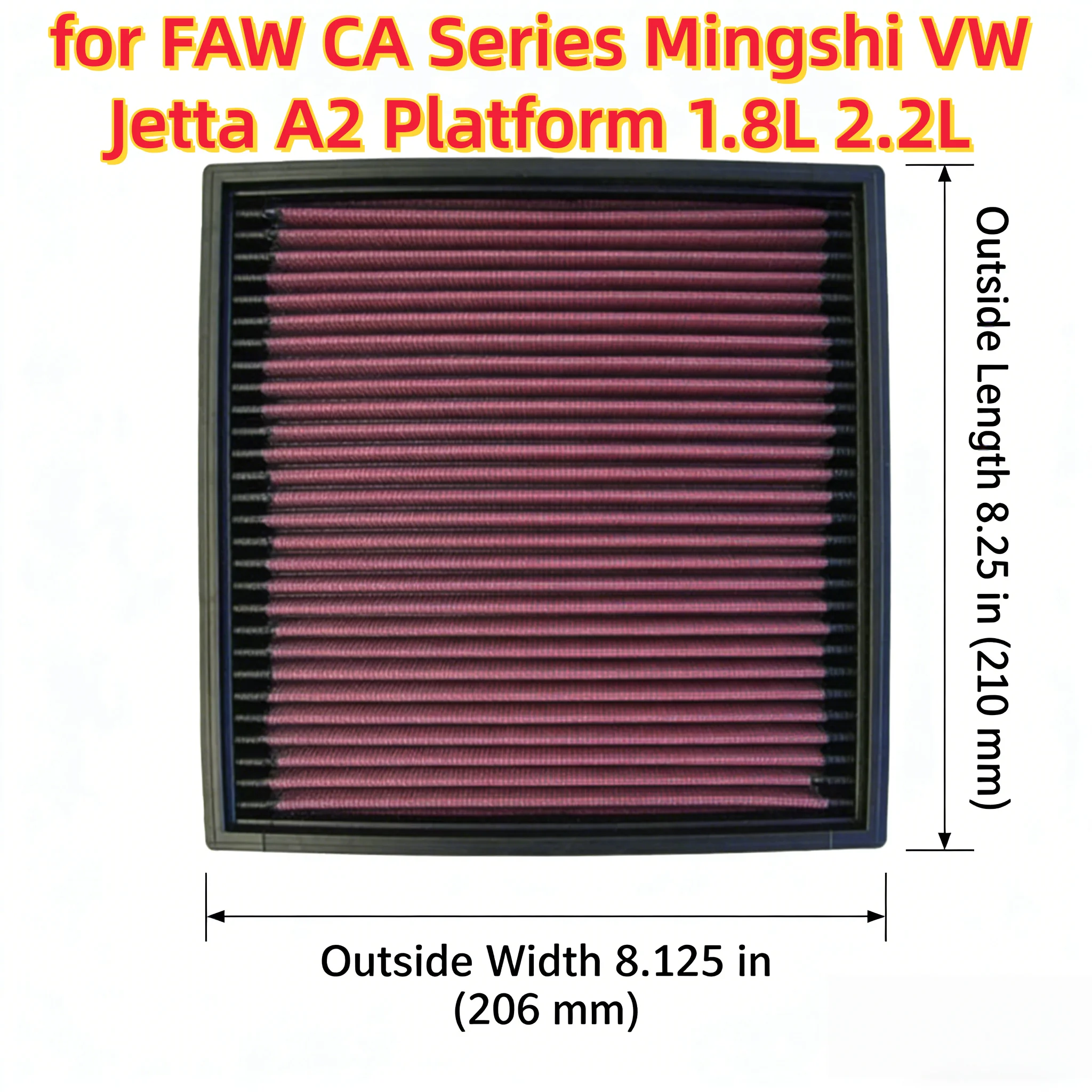 High Flow Sport Washable Air Filter for FAW CA Series Mingshi VW Jetta A2 Platform 1.8L 2.2L L4 Gas Engine 1985-2001 Models