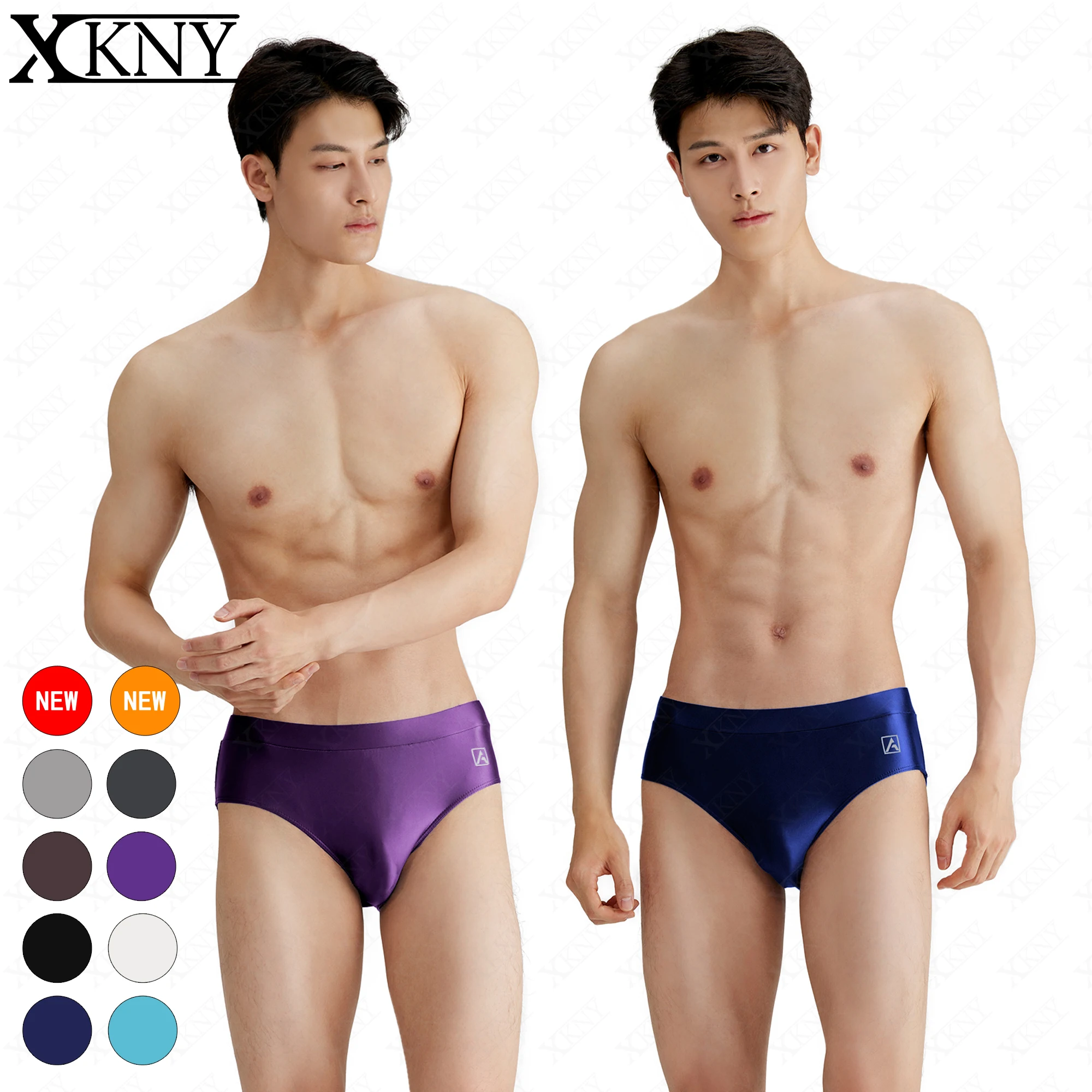 

XCKNY satin glossy men underpants oily shiny solid color shiny breathable sports briefs Silk High elasticity briefs AMORESY