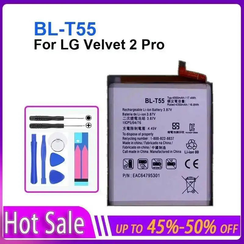 بطارية الهاتف المحمول BL-T55 آمنة وموثوقة بقدرة 4500 مللي أمبير في الساعة لاستبدال LG Velvet 2 Pro #2
