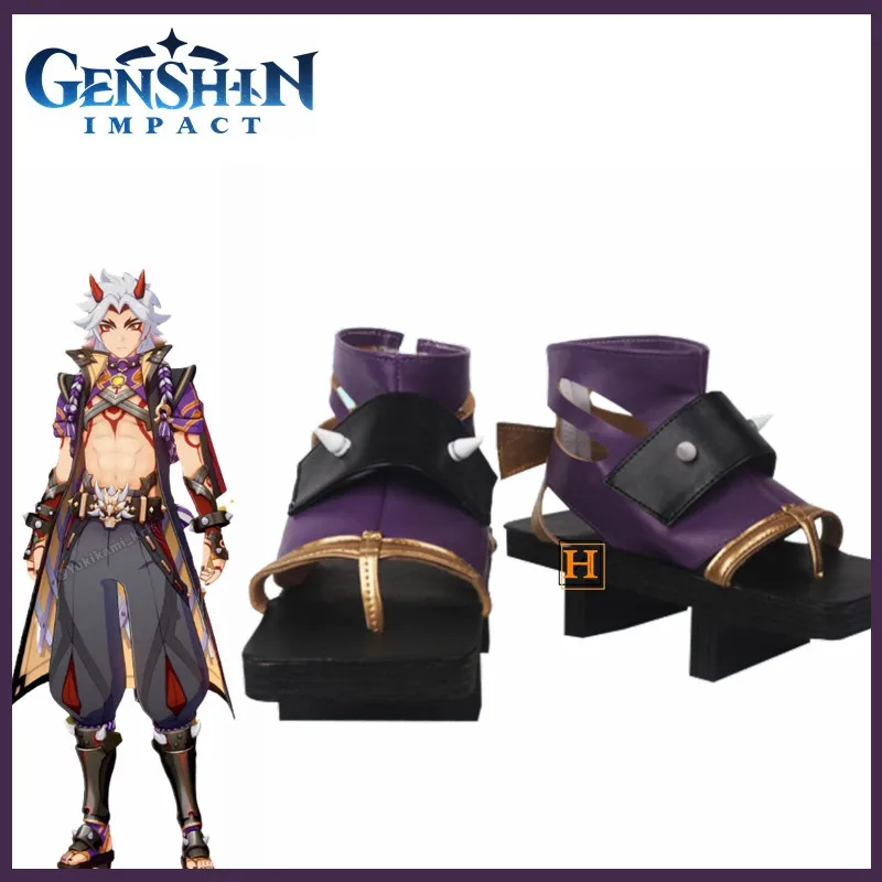 Anime Genshin Impact Arataki Itto Cosplay Shoes Boots Halloween Carnival Cosplay Costume