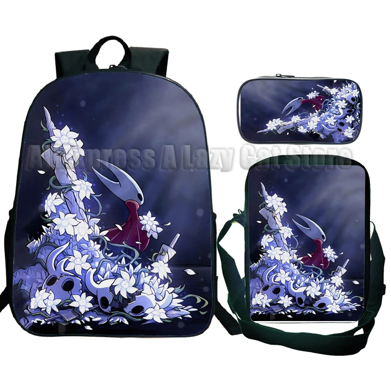 3Pc Set Game Hollow Knight School Bag Anime Boy Girls with Shoulder Bags and Pencil Bags Cartoon Children Backpack for School