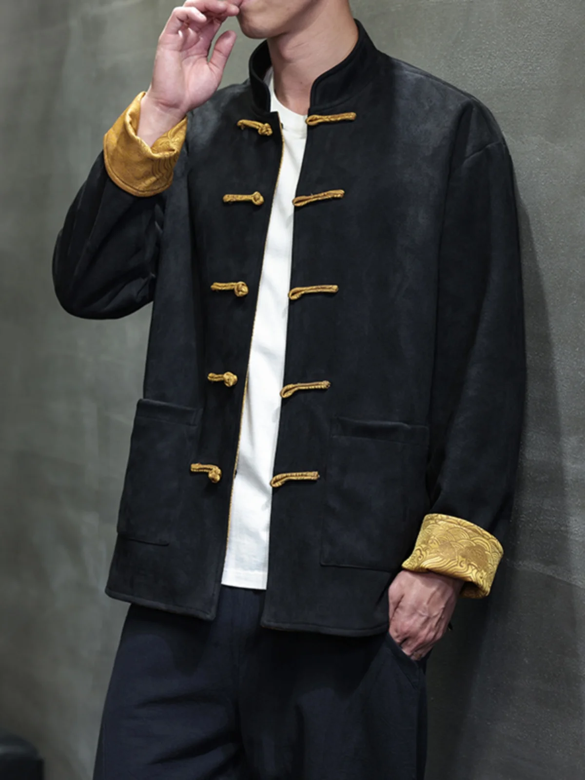 

Double-Sided Wear Men's Spring Autumn Sle Middle-Aged And ly Dad's New Chinese Sle Jaet Tang Hanfu Homebody Clothes