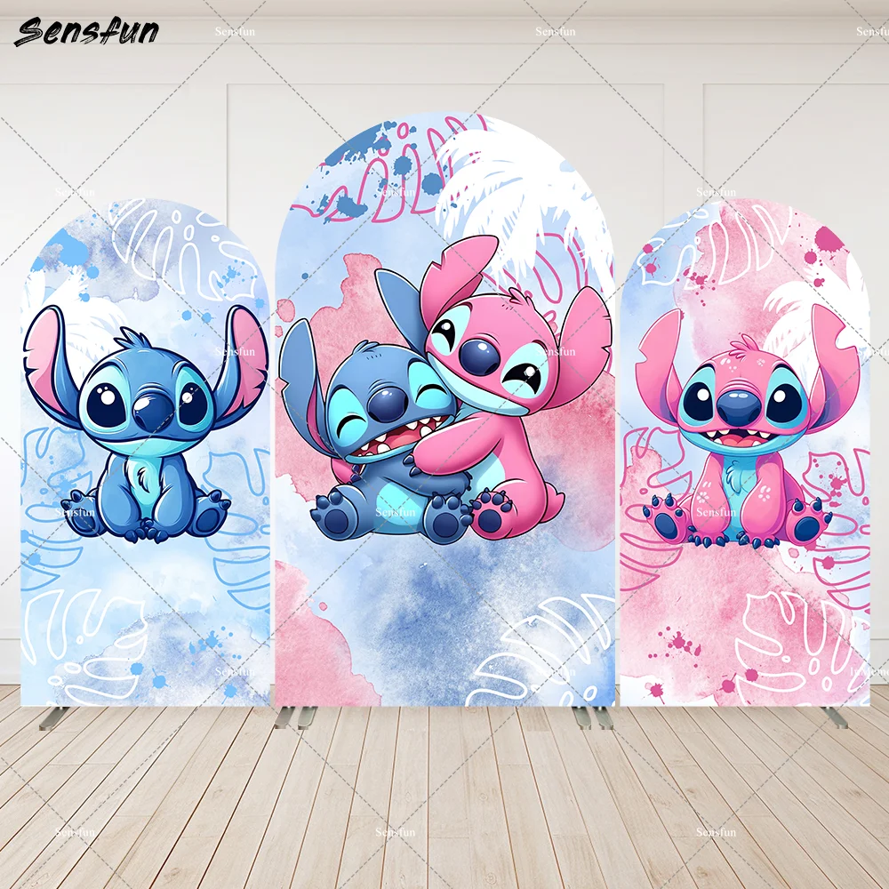 Boy or Girls Baby Shower Decoration Watercolor Lilo & Stitch Arch Backdrop Cover Chiara Wall Photobooth Party Banner Supplies