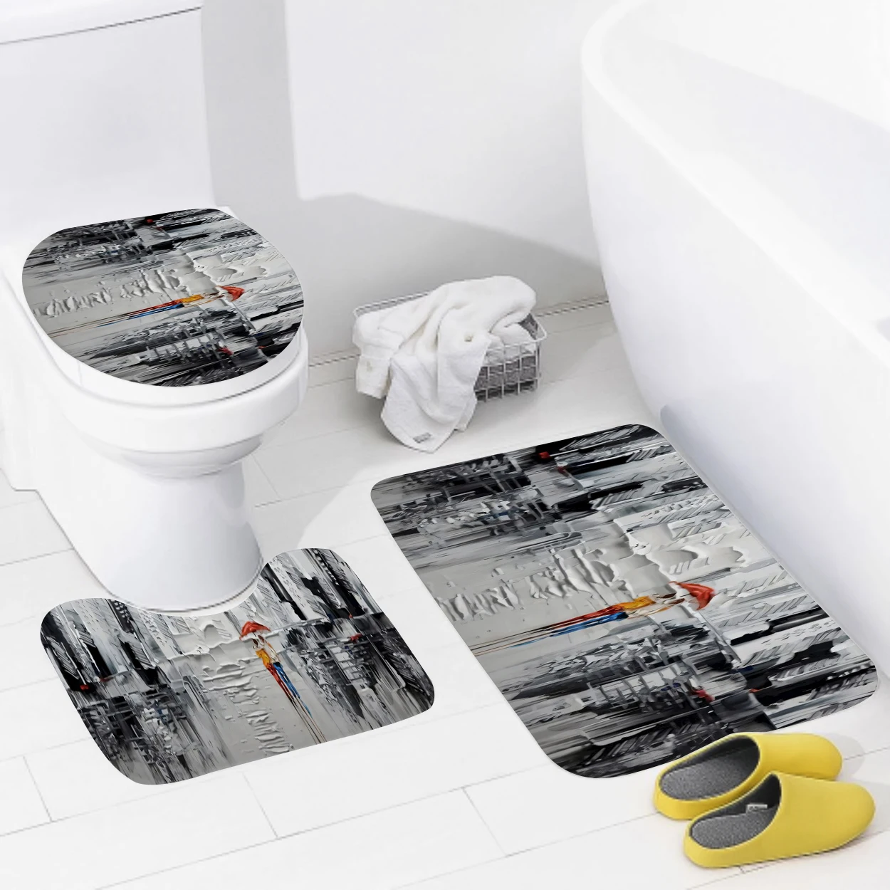 home bathroom floor mats Oil painting style Bath Foot mat modern bathroom accessories rug Toilet mat Bathtub anti-slip carpet