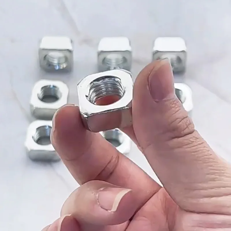 Square Nut Carbon Steel White Zinc Plated M3 M3.5 M4 M6 M8 M10 M12 Chamfered Fastener For Industrial & DIY Machinery