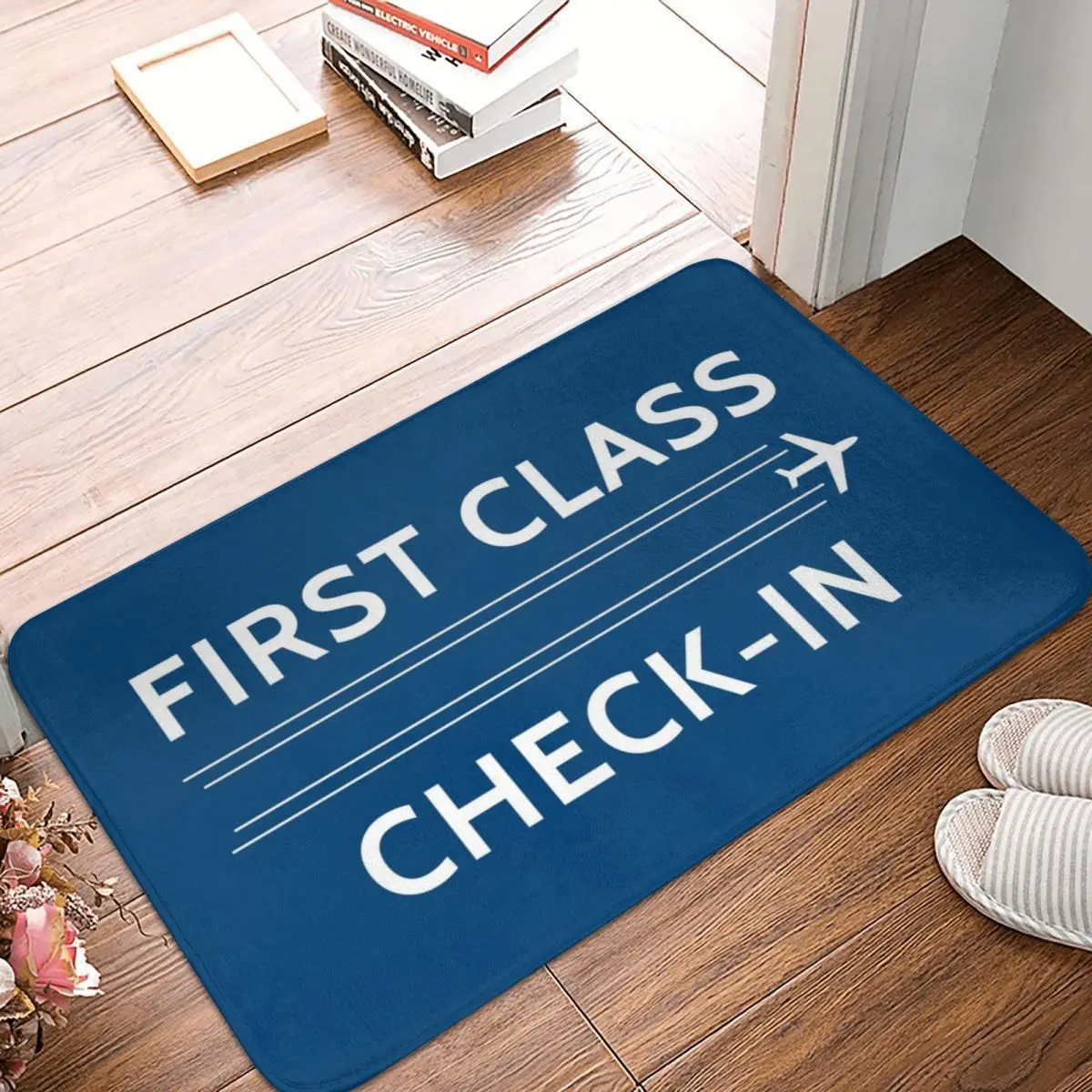 First Class Check-In Sign Anti-slip Doormat Floor Mat Sand Scraping Carpet Rug for Kitchen Entrance Home Bedroom Footpad Mats