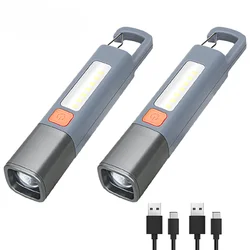 Mijia Super Bright LED Flashlight Torch Light With Hook Camping Light USB Rechargeable Zoomable Outdoor Waterproof Flashlight