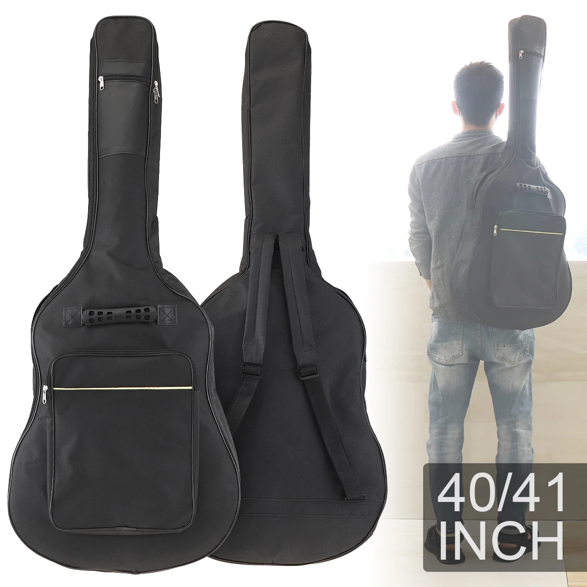 

40 / 41 Inch Waterproof and anti-shock Guitar Bag Pad Cotton Thickening Backpack Guitar Soft Case with Double Straps