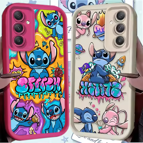 Cute Disney Stitch Colorful Phone Case For Samsung Galaxy A14 A15 5G S21 S22 S23 S24 5G FE Plus Ultra A25 A35 A52 A53 A54 A55 5G