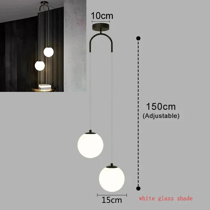 Moderne glazen LED hanglampen, Scandinavische woonkamer- en slaapkamerarmaturen, binnenverlichting, restaurant, bar, huisdecoratie, hanglamp
