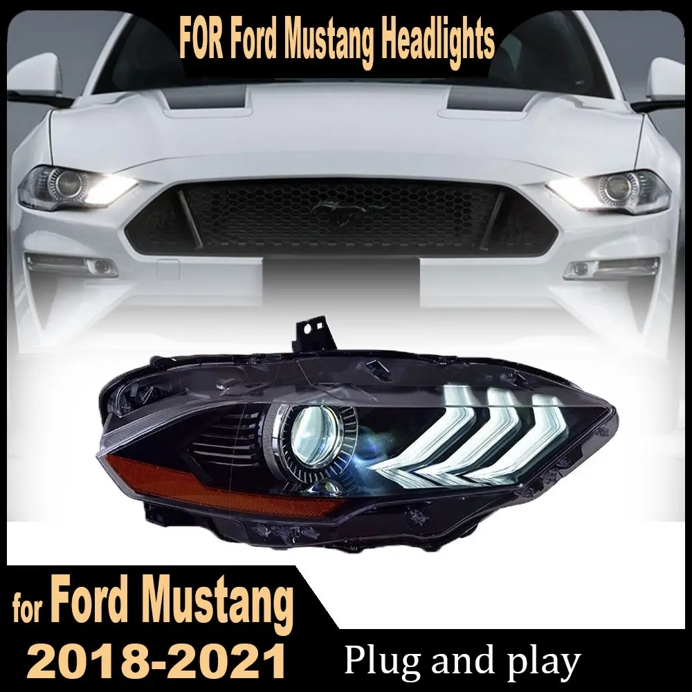 Full LED Headlights for Ford Mustang 2018 2019 2020 2021 Headlamp Assembly DRL Sequential Turn Signal car Led Lights Accessory