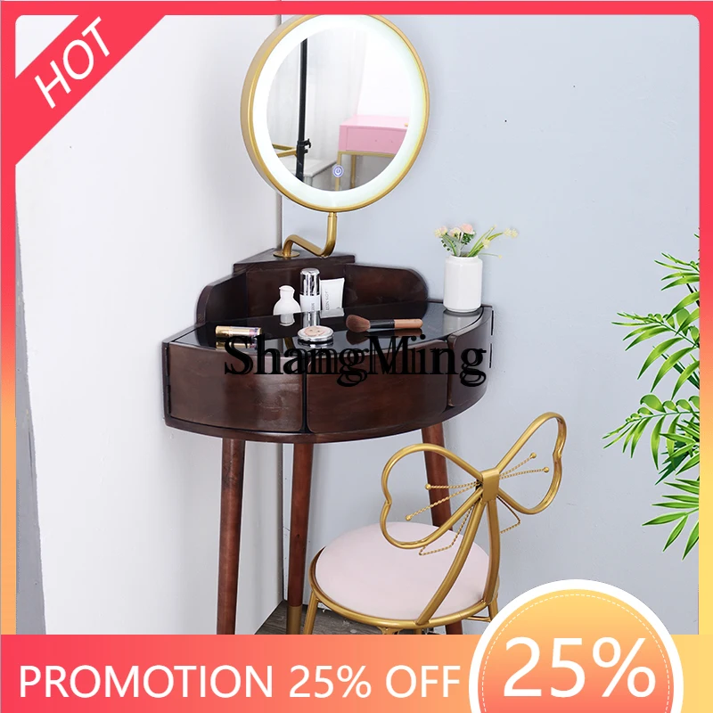 

CL solid wood dresser small apartment bedroom corner makeup table rotating mirror