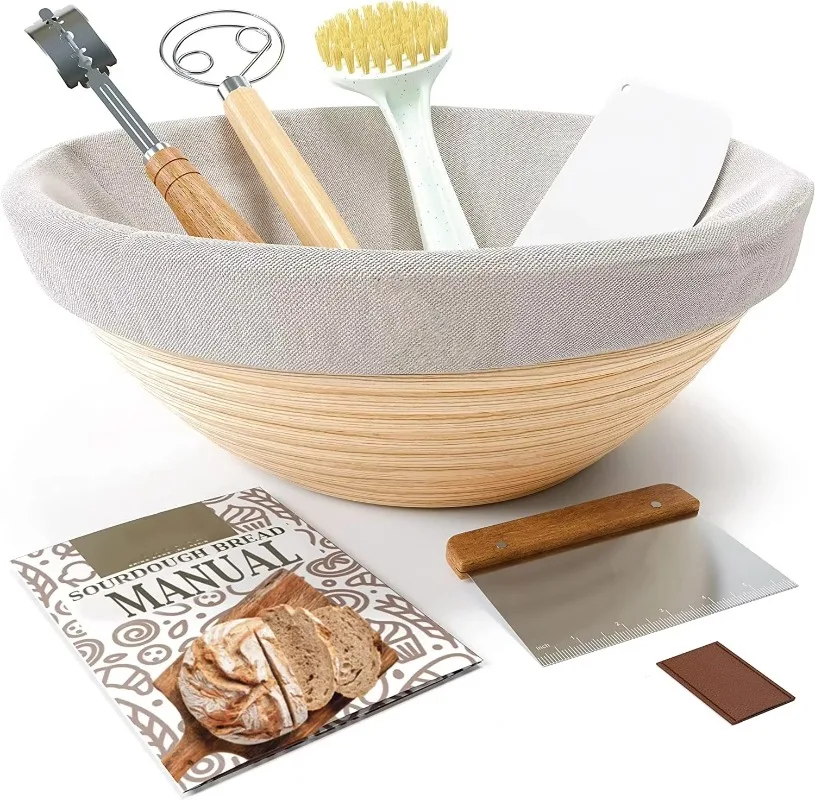 Cesta para probar pan, inicio de masa fermentada, suministros para hornear pan, herramientas o cestas para hacer pan, juego de regalo