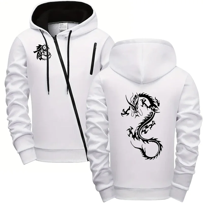 2025 في الهواء الطلق عارضة الرياضة ركوب هودي معطف التنين الصيني مطبوعة هوديي للرجال عالية الجودة مقنعين طويلة الأكمام جاكيت زيبرا #3