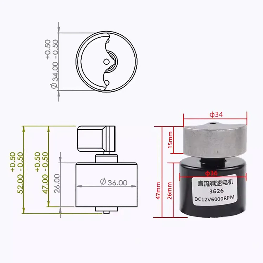 3626 Brushless DC Vibration Motor Planetary Gear 12V 24V 3000RPM 6000RPM Micro Motor Adjustable Speed High Torque Small Motor