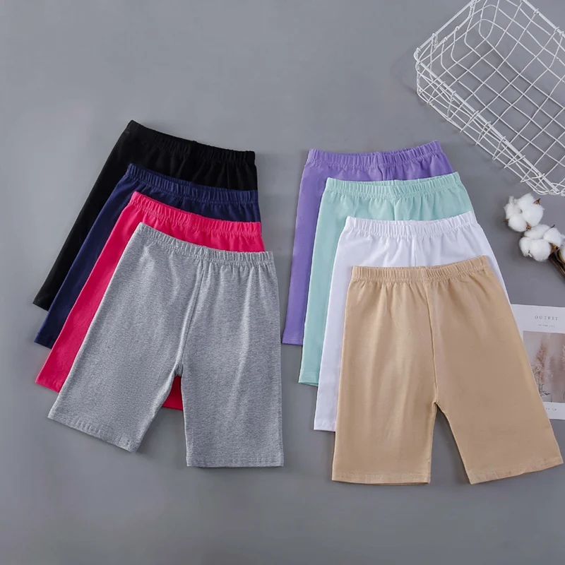 Summer Kids Girls Shorts Solid Safety Pant Underwear Girls Briefs Short Beach Pants Kids Girls Short Leggings For 8-14Y