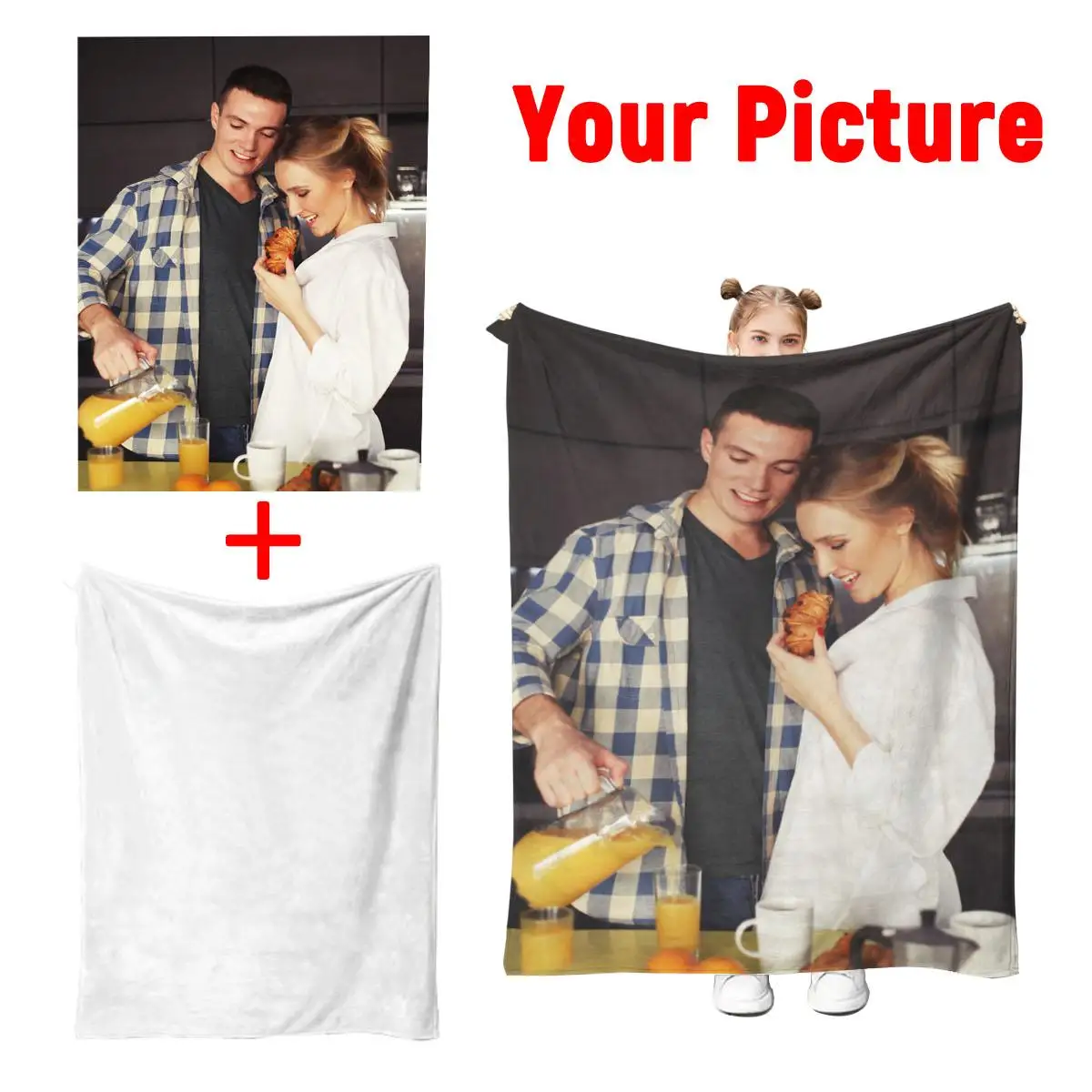 Customized Holiday-Themed Blankets, Personalized with Your Own Images, Ideal Gifts for Christmas, Halloween, Birthdays, and Anni