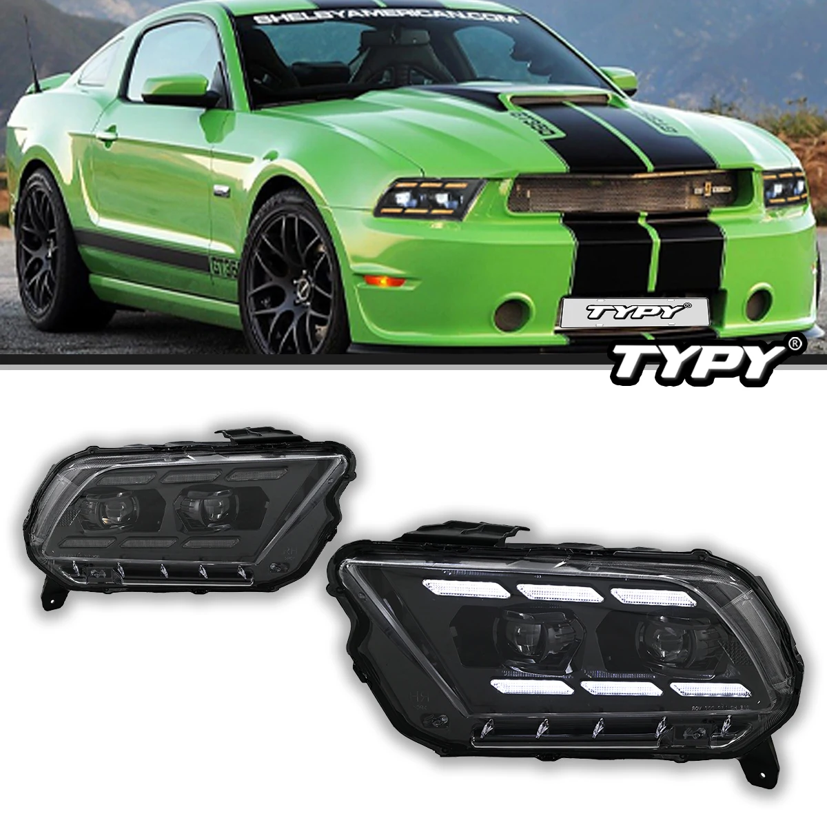 

Автомобильные фары TYPY для Ford Mustang, фары 2009-2014, светодиодные фары проектора, дневные ходовые огни, автомобильные аксессуары