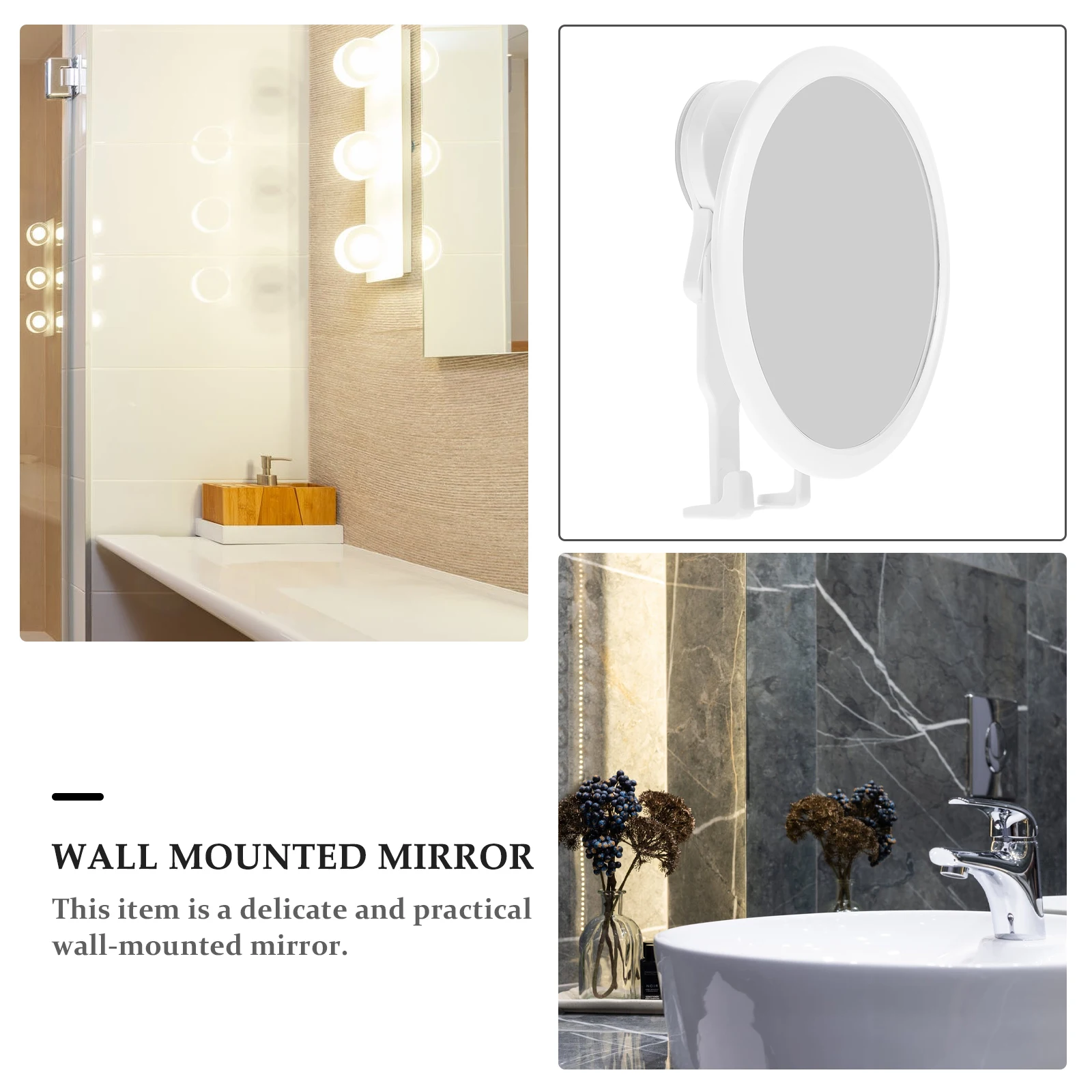 Adhesive Makeup With Hook Wall-Mounted Beauty No Punch Damage High-Definition Dressing Mirror For Bathroom Dormitory