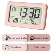 Thin Alarm Wall Clock Portable Thermometer Digital LED Clocks Mini Temperature Humidity Meter Bedside Table Decoration Clocks