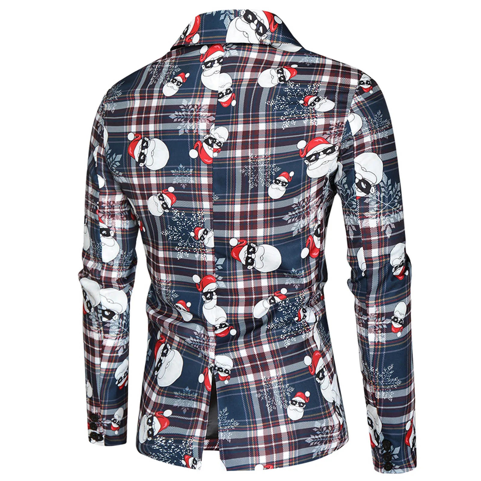 Christmas Hawaiian Shirts Christmas Tree snow Printed Blazer Men Fashion Suit Coat Long Sleeve Beach  Lapel  Men\'s Clothing