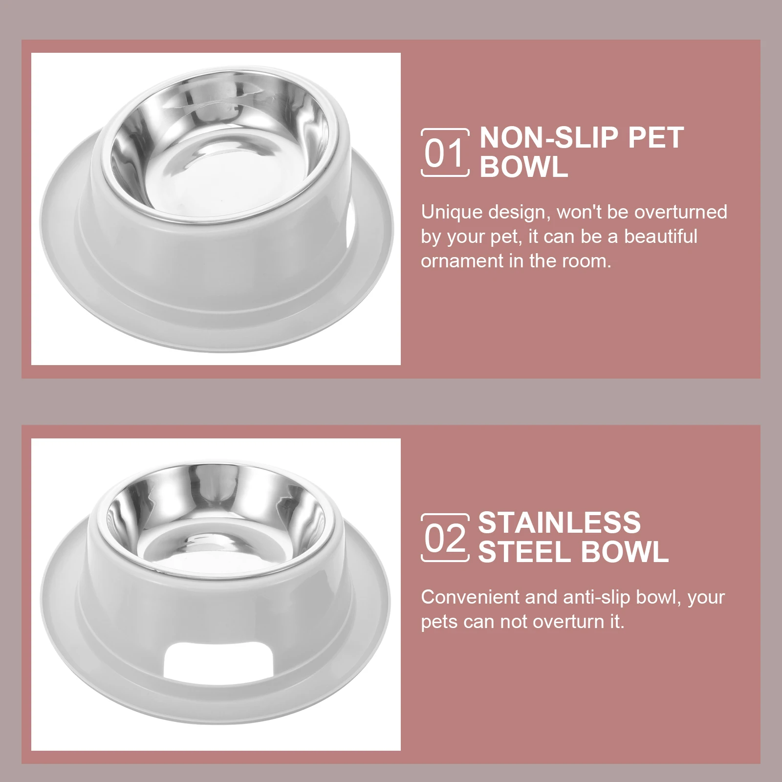 

Stainless Steel Pet Anti-Slip Cat Feeder Dog Bowl Non-Tip Heavy Duty Food Drinking Bowl For Cat Kitten Pet Feeding