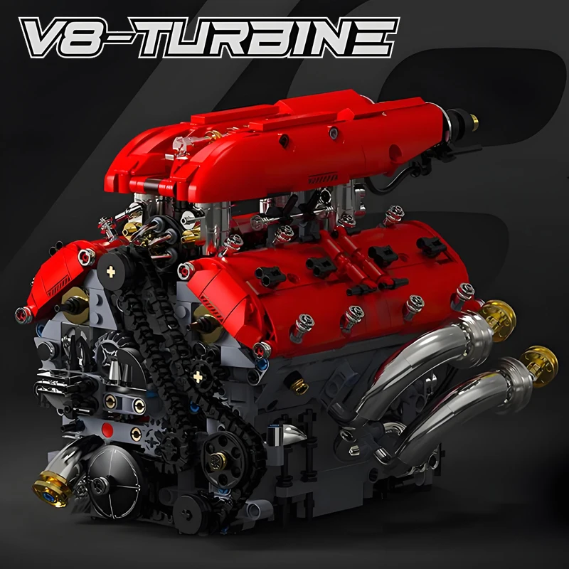 

FR V8 Турбинный двигатель MOC Спортивный автомобиль Модель строительного блока Сборка высокой сложности Технология Серия машин Игрушка