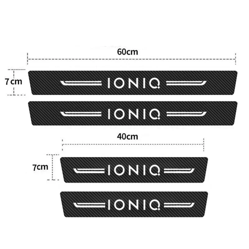 Carbon Fiber Car Door Threshold Stickers Tape For Hyundai IONIQ Logo Trunk Sill Protective Film Waterproof Decals Accessories